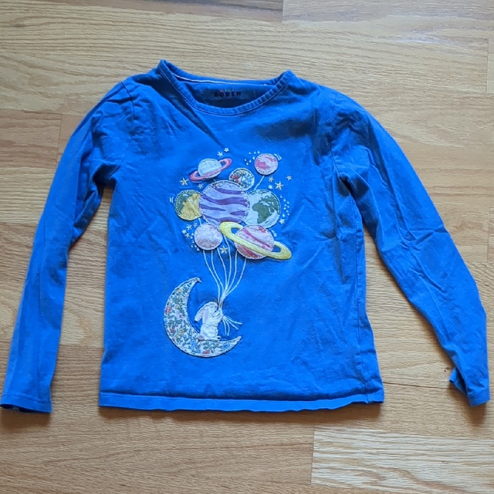 Mini Boden Cosmic Blue Long Sleeve Tee